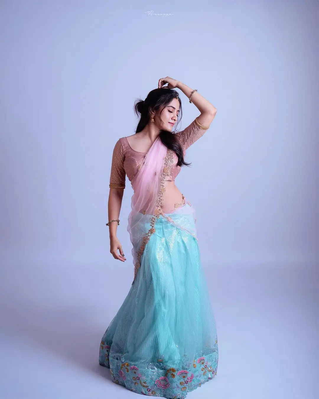 Kannada Actress Rachana Rai in Blue Lehenga Pink Choli